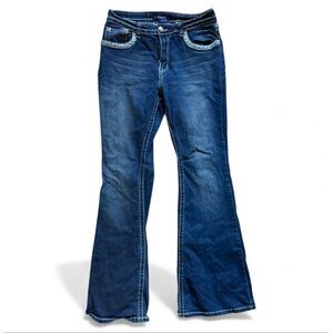 Womens Westfield Eagle Embellished Studded Rhinestone Detail Bootcut Jeans - 13